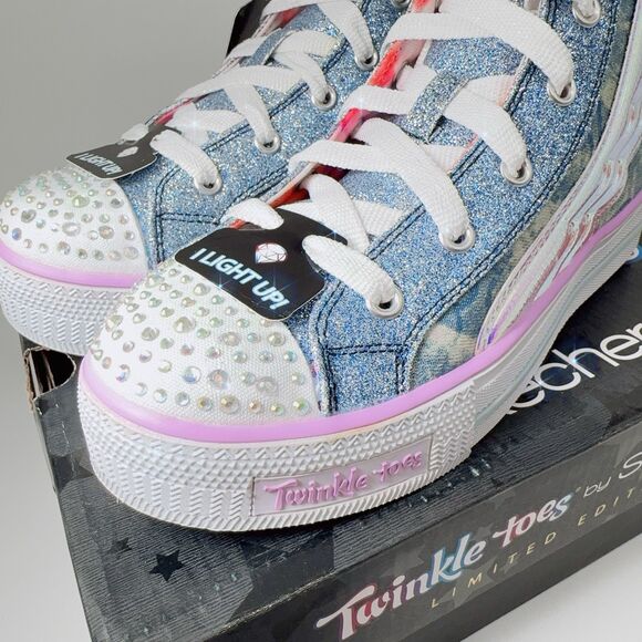 Skechers Twinkle Toes Limited Edition Girl’s Light Up Wings Glitter Boots 2 33.5 - Picture 3 of 11